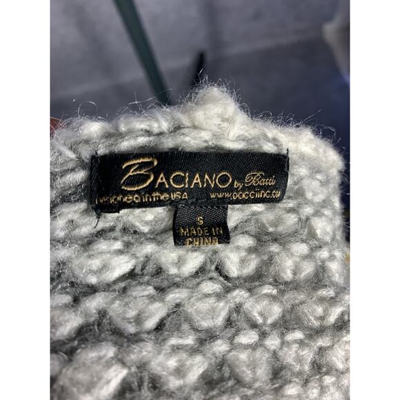 Baciano Women’s S Duster Cardigan With Hood Gray And White Crochet Bell Sleeves - Picture 8 of 14